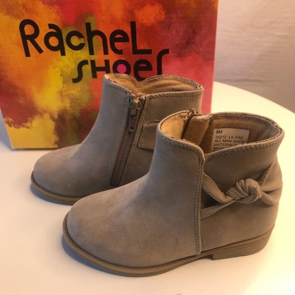 Rachel Shoes Girls Lil Fae Booties Boots Beige Comfort Zip Round Toe 8M New